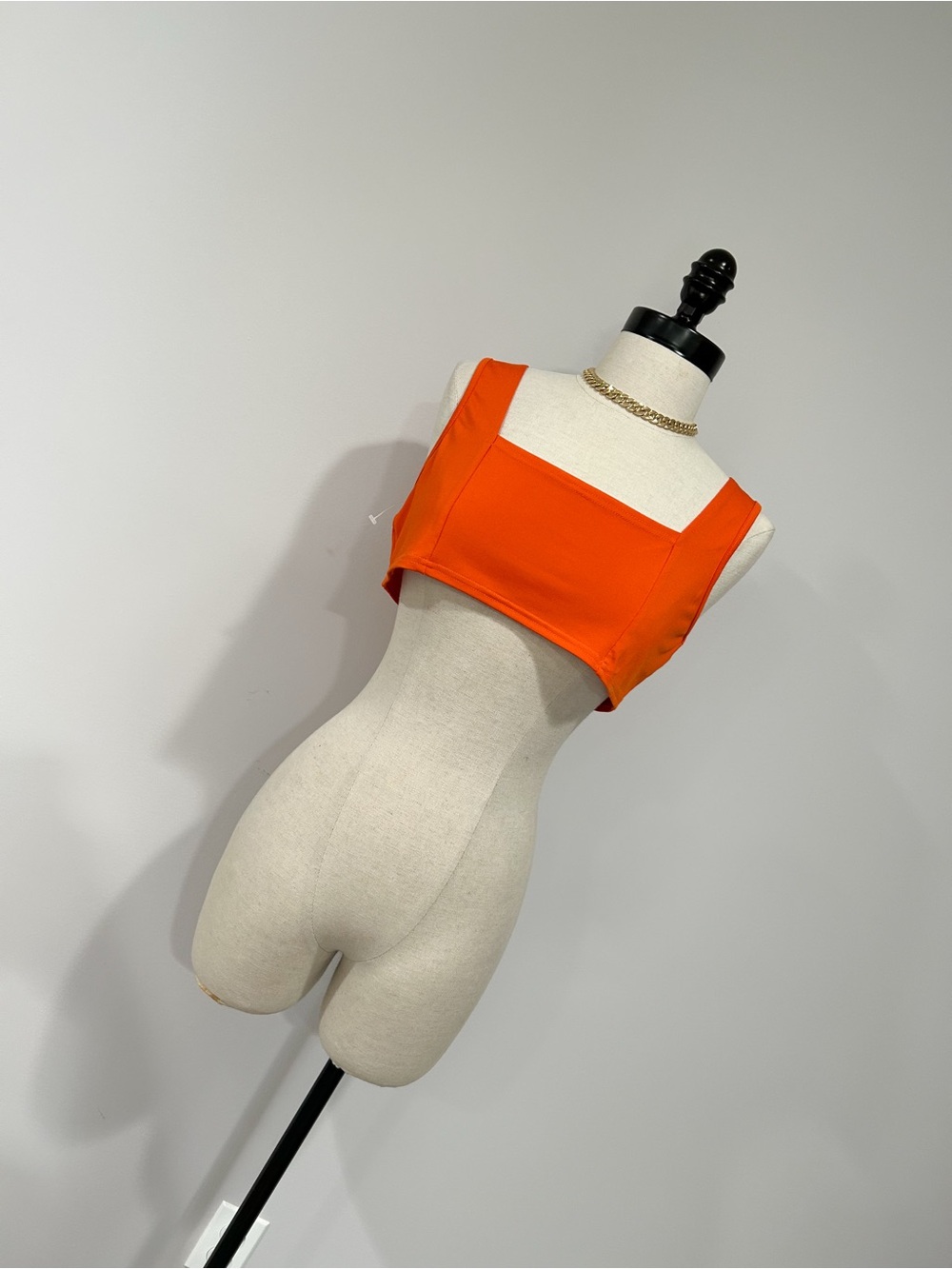 Square Neck Orange Crop Top - Women's Sleeveless Tank